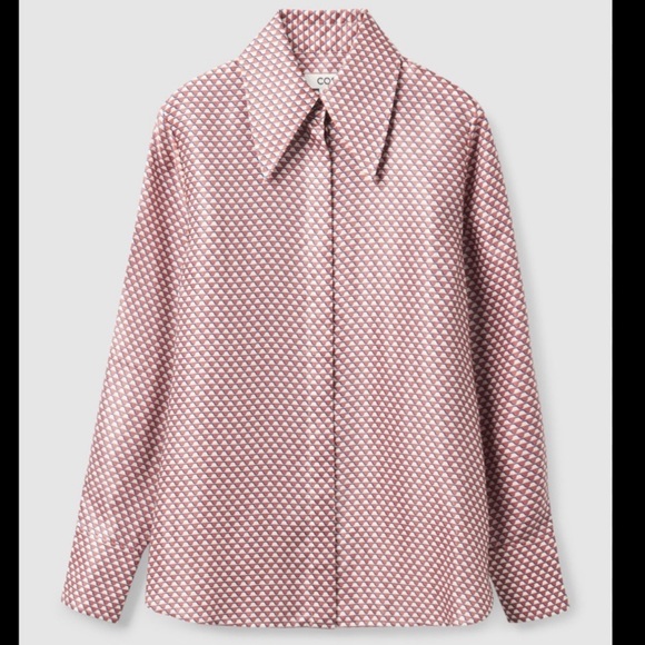 Cos Geometric Abstract Print Button Down Blouse Shirt size 6 Artsy Office Career - Picture 1 of 15